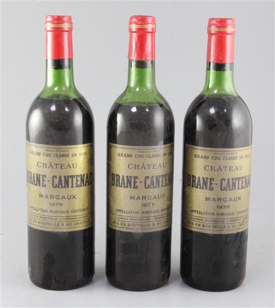 Ten bottles of Chateau Brane-Cantenac, Margaux, 1978.